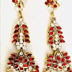 Long beatiful Red and Gold Plated Earring